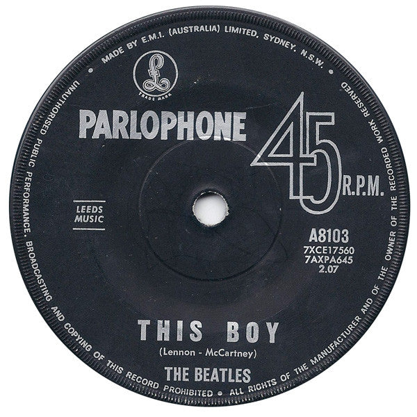 The Beatles : I Want To Hold Your Hand / This Boy (7", Single, Mono)