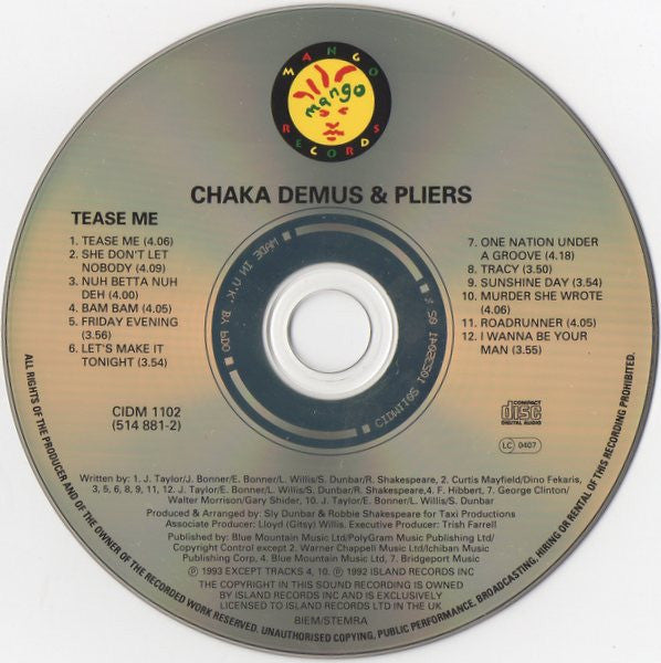 Chaka Demus & Pliers : Tease Me (CD, Album)