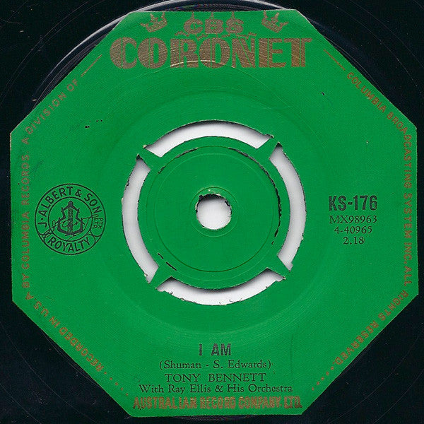 Tony Bennett With Ray Ellis And His Orchestra : I Am / In The Middle Of An Island (7", Single)