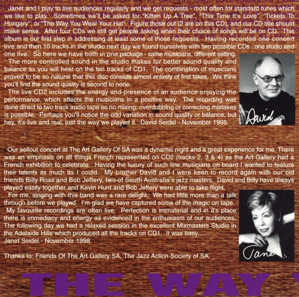 Janet Seidel : The Way You Wear Your Hat (2xCD, Album, 20 )