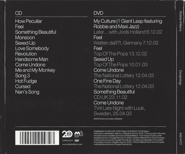 Robbie Williams : Escapology (CD, Album, RE + DVD-V, NTSC + Ltd, S/Edition)