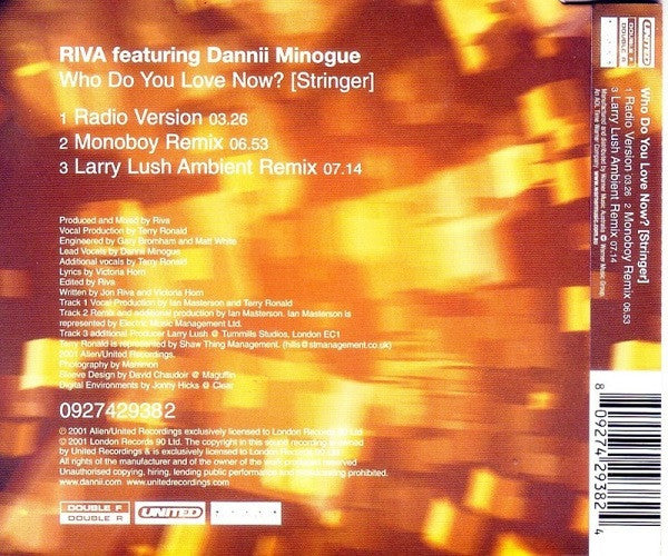 Riva Featuring Dannii Minogue : Who Do You Love Now? (Stringer) (CD, Single)