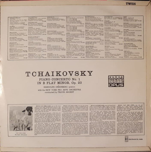 Tschaikovsky*, Randolph Greenberg With The New York Pro Arte Orchestra Conducted By Travis Argent : Piano Concerto No. 1 In B Flat Minor, Op. 23 (LP)
