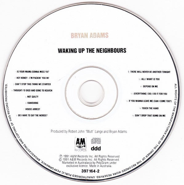 Bryan Adams : Waking Up The Neighbours (CD, Album)