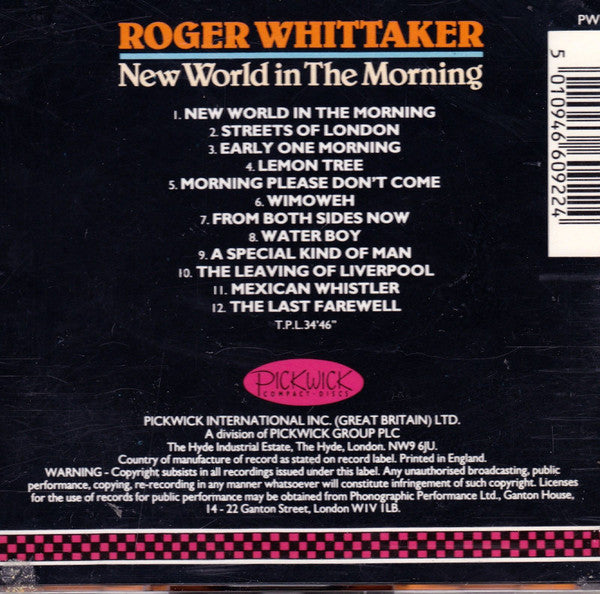 Roger Whittaker : New World In The Morning (CD, Comp)