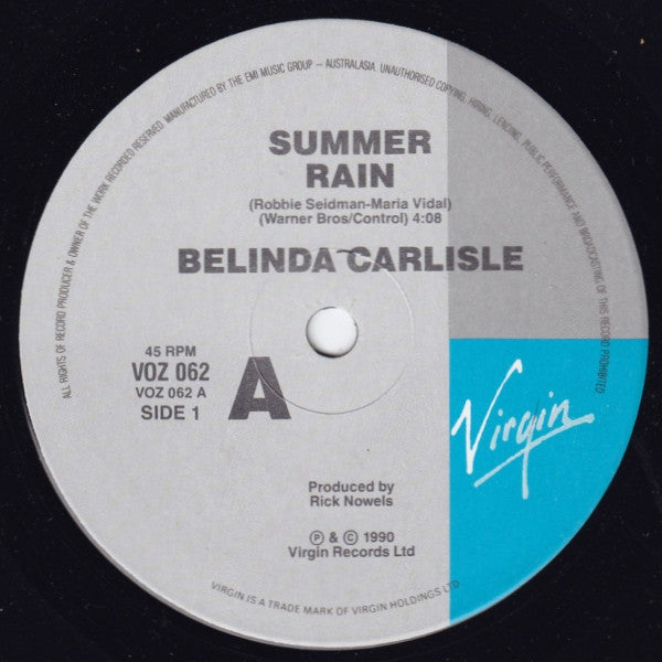 Belinda Carlisle : Summer Rain (7", Single)