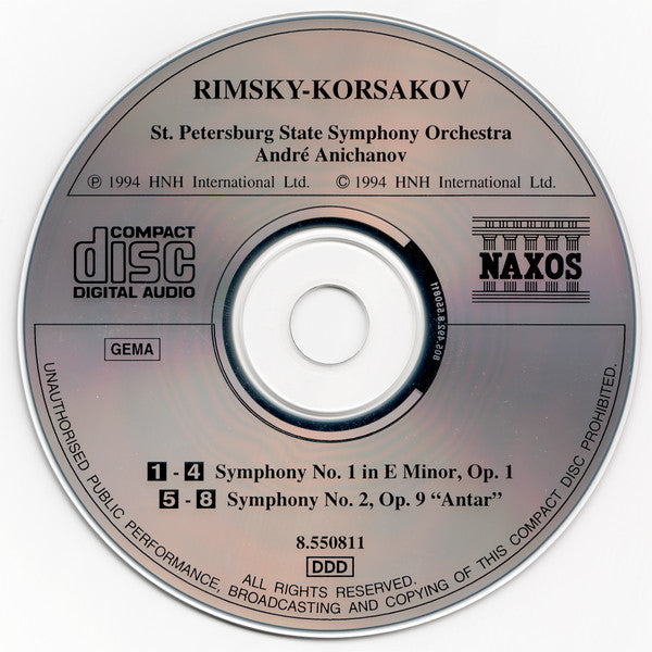 Nikolai Rimsky-Korsakov / André Anichanov, St. Petersburg State Orchestra : Symphonies Nos. 1 & 2 (CD, Album)
