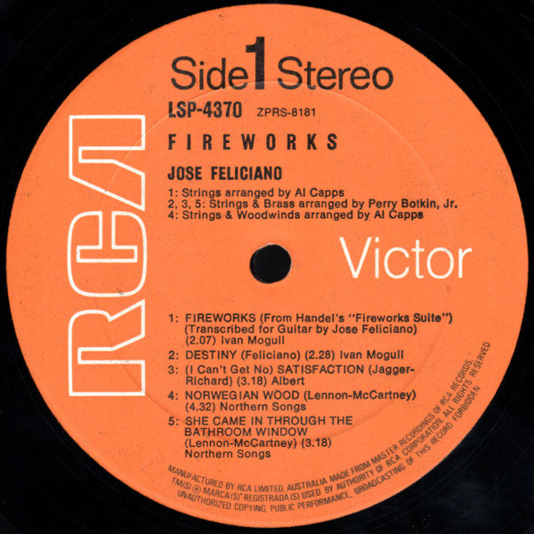 José Feliciano : Fireworks (LP, Album)