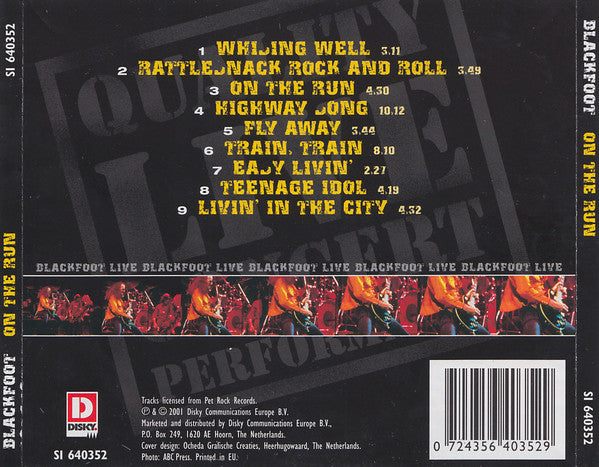 Blackfoot (3) : On The Run (Quality Live Concert Performance) (CD, Album, RE, RP)