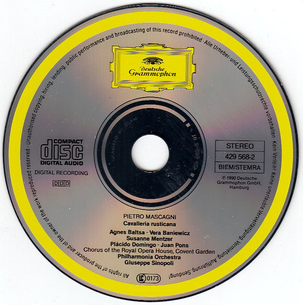 Pietro Mascagni / Giuseppe Sinopoli - Philharmonia Orchestra - Placido Domingo - Agnes Baltsa : Cavalleria Rusticana (CD)