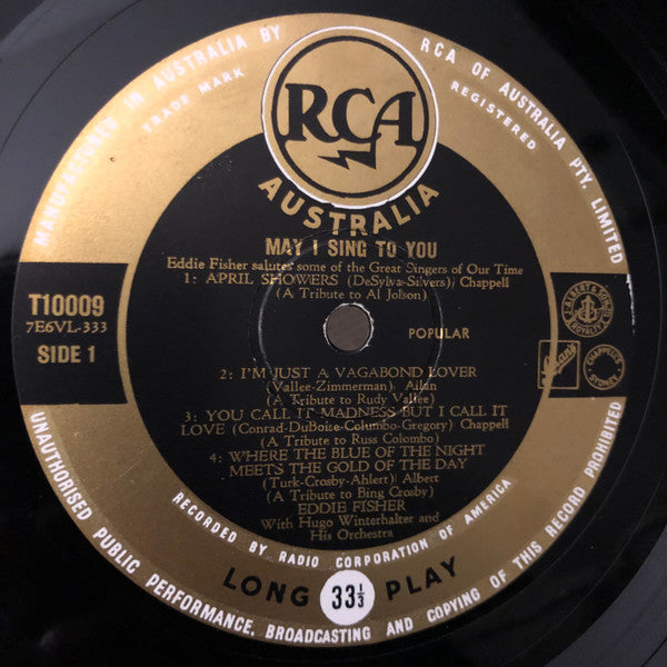 Eddie Fisher With Hugo Winterhalter Orchestra : May I Sing To You (10", Album, Mono)