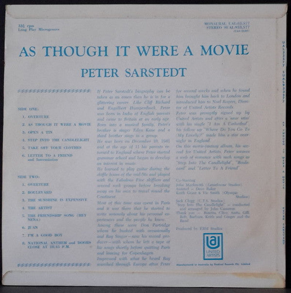 Peter Sarstedt : As Though It Were A Movie (LP, Album)