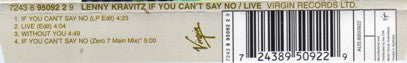 Lenny Kravitz : If You Can't Say No / Live (CD, Maxi)