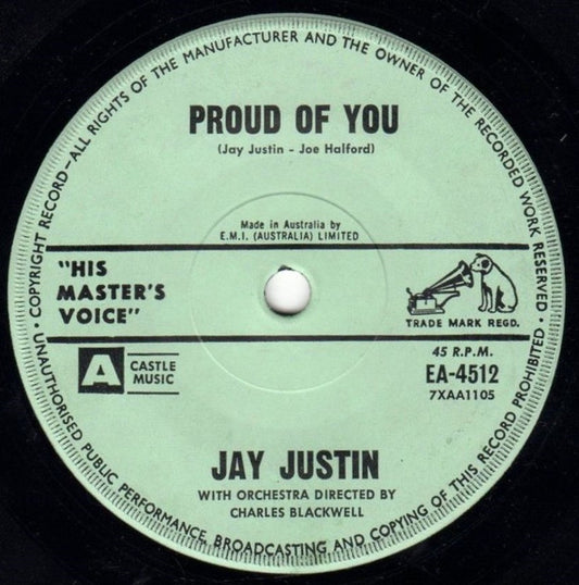 Jay Justin : Proud Of You  (7", Single)