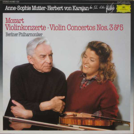Wolfgang Amadeus Mozart - Berliner Philharmoniker, Herbert Von Karajan, Anne-Sophie Mutter : Violinkonzerte = Violin Concertos Nos. 3 & 5 (LP, Album)