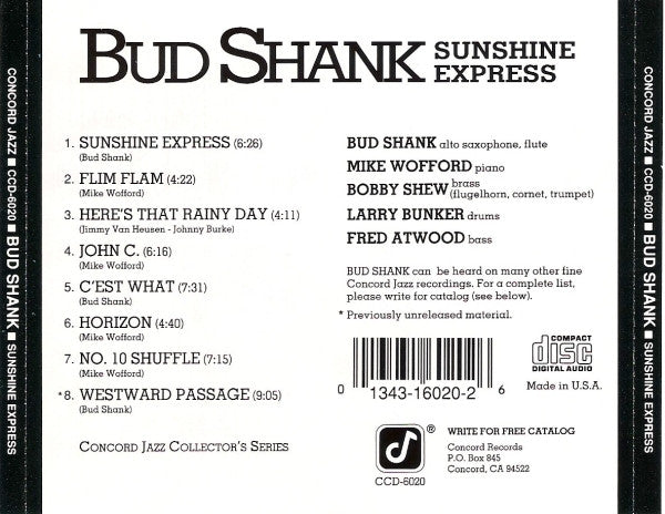 Bud Shank : Sunshine Express (CD, Album, RE, RM)