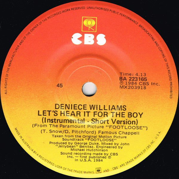 Deniece Williams : Let's Hear It For The Boy (7", Single)