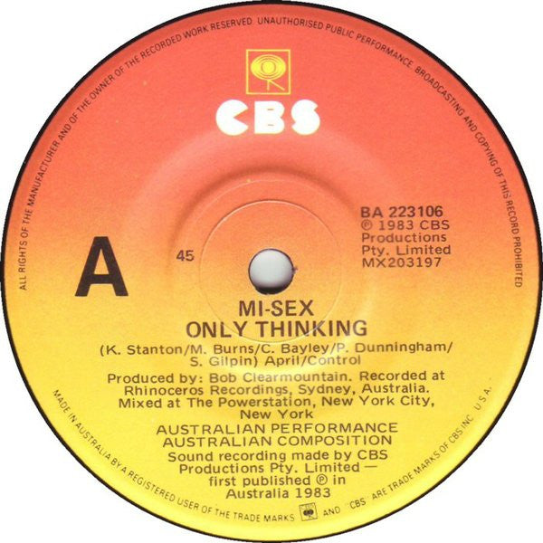 Mi-Sex : Only Thinking (7", Single)