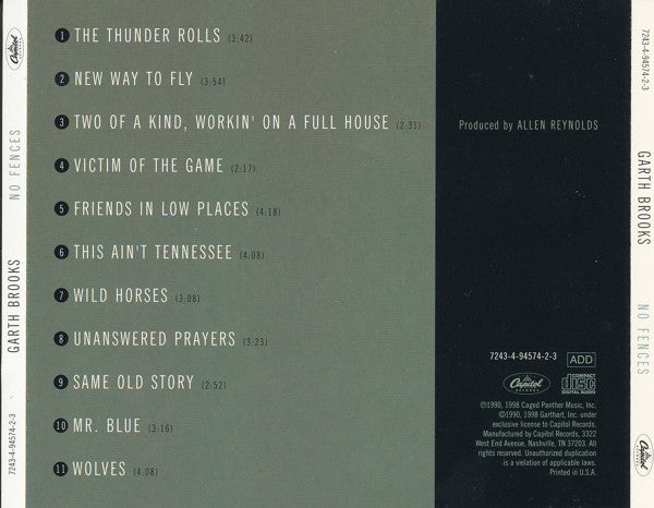 Garth Brooks : No Fences (CD, Album, RE)
