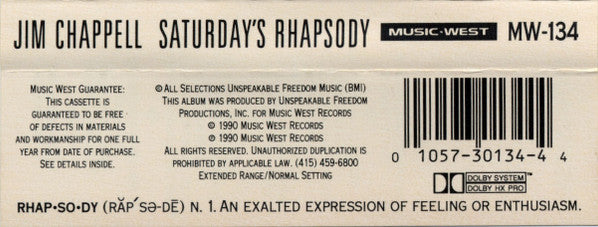 Jim Chappell : Saturday's Rhapsody (Cass, Album, Dol)
