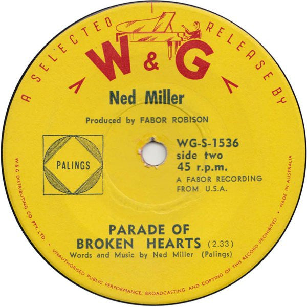 Ned Miller : From A Jack To A King (7", Single, Log)