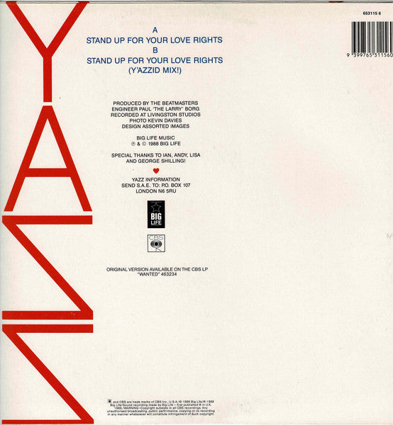 Yazz : Stand Up For Your Love Rights (12", Single)