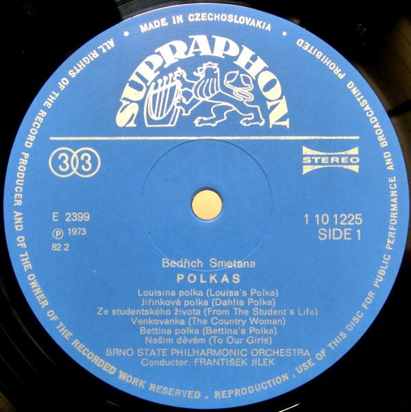 Bedřich Smetana - Brno State Philharmonic Orchestra, František Jílek : Polkas/Czech Dances (LP)