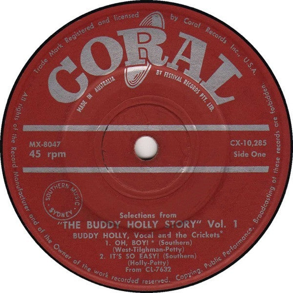 Buddy Holly and The Crickets (2) : Selections From The Buddy Holly Story (7", EP, RE)