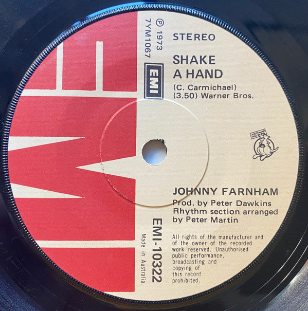 Johnny Farnham* : Shake A Hand  (7", Single)