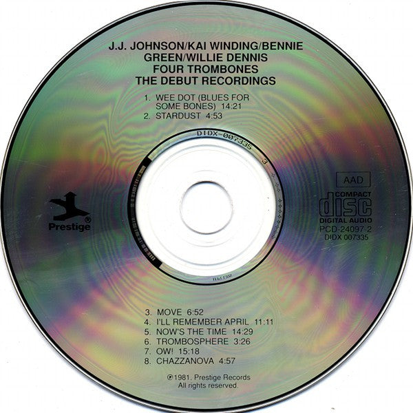 J. J. Johnson*, Kai Winding, Bennie Green, Willie Dennis : Four Trombones...The Debut Recordings (CD, Comp, RE, RM)