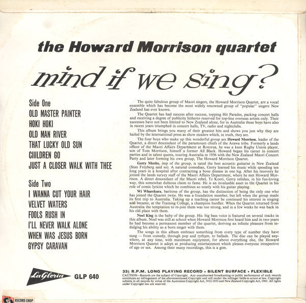 The Howard Morrison Quartet : Mind If We Sing? (LP, Album)