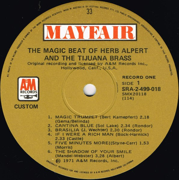 Herb Alpert & The Tijuana Brass : The Magic Beat Of Herb Alpert And The Tijuana Brass (2xLP, Comp)