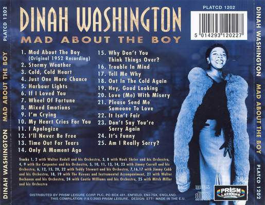 Dinah Washington : Mad About The Boy (CD, Comp)