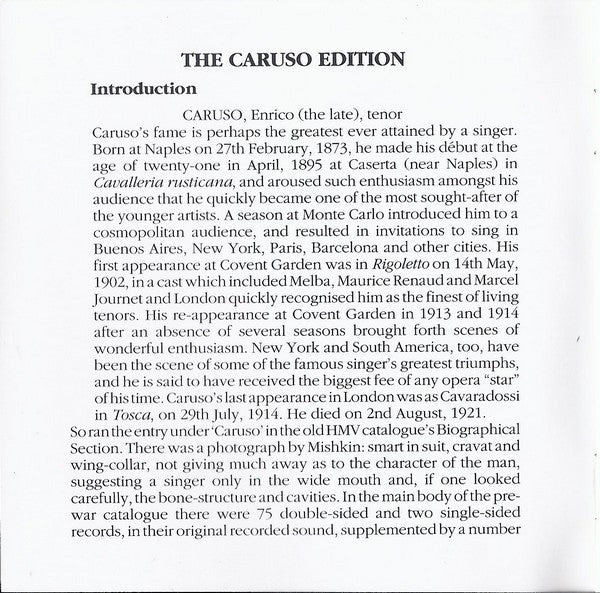 Enrico Caruso : The Caruso Edition; Volume I 1902-1908 (3xCD, Comp)