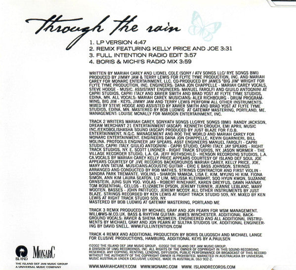 Mariah Carey : Through The Rain (CD, Single, Ltd)