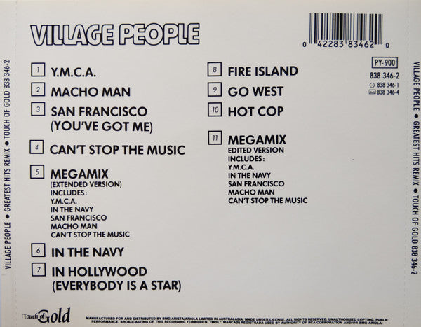 Village People : Greatest Hits Remix (CD, Comp)