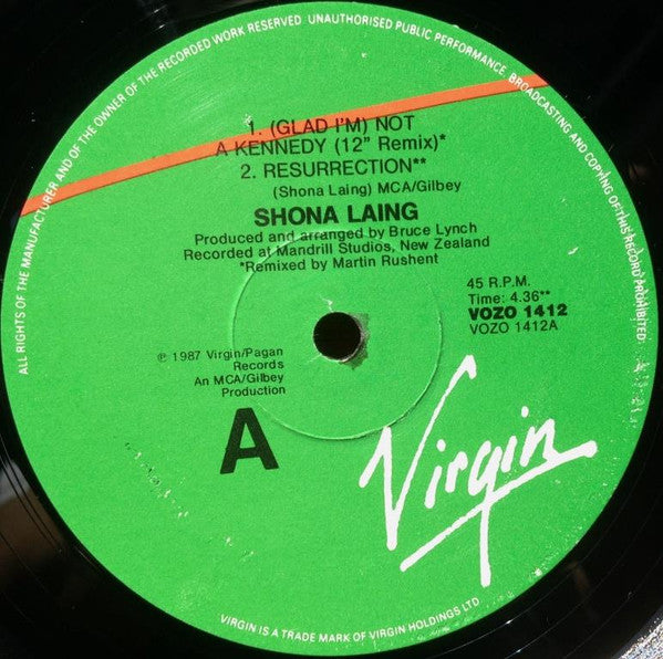Shona Laing : (Glad I'm) Not A Kennedy (12", Single)
