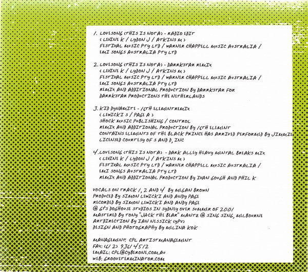 GT* : Lovesong (This Is Not A) (CD, Single)
