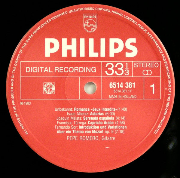 Pepe Romero : Jeux Interdits / Recuerdos De La Alhambra / Asturias (LP, Dig)