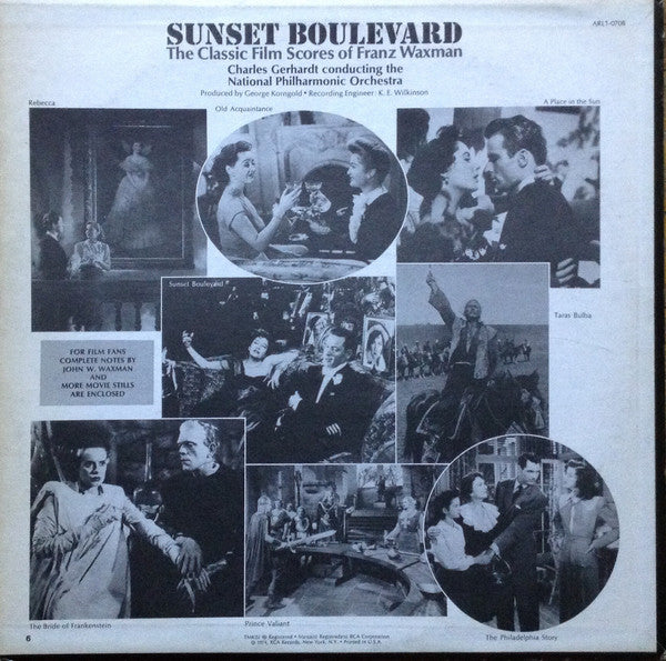 Franz Waxman / National Philharmonic Orchestra / Charles Gerhardt : Sunset Boulevard - The Classic Film Scores Of Franz Waxman (LP, Album)