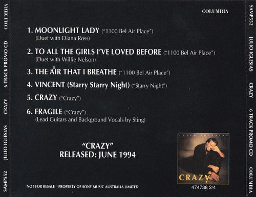 Julio Iglesias : Crazy (CD, Promo)
