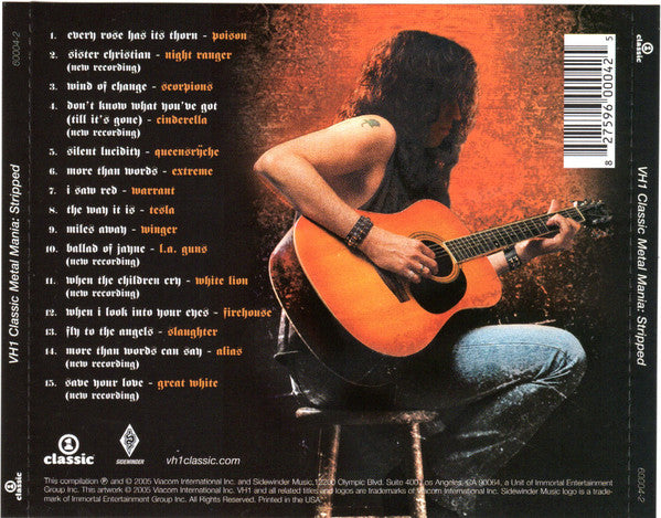 Various : VH1 Classic Metal Mania: Stripped (CD, Comp)