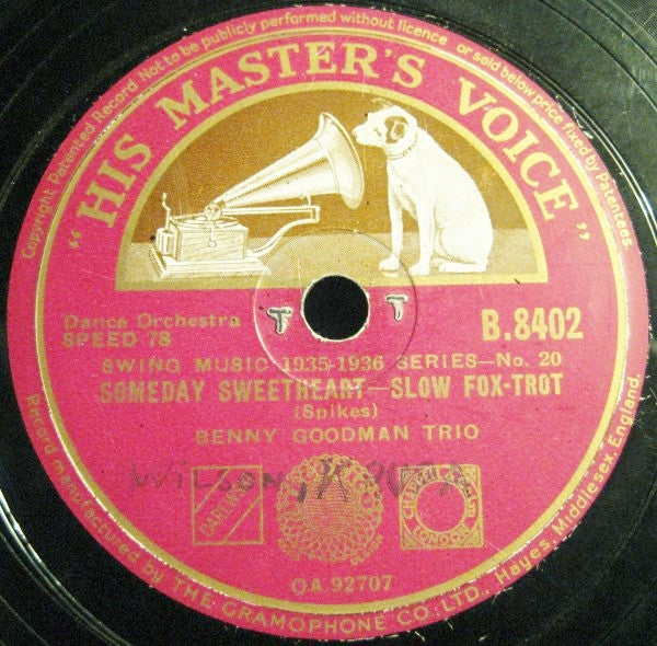 Benny Goodman Trio : Who / Someday Sweetheart (Shellac, 10", RP, TT)
