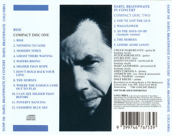 Daryl Braithwaite : Rise (2xCD, Album, Ltd, RE)
