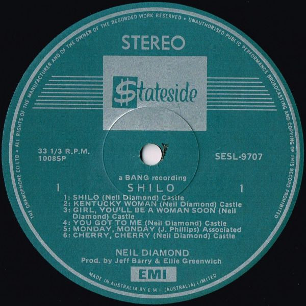 Neil Diamond : Shilo (LP, Comp, RE)