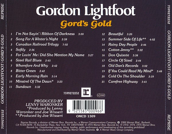 Gordon Lightfoot : Gord's Gold (CD, Comp)