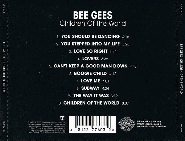 Bee Gees : Children Of The World (CD, Album, RE)