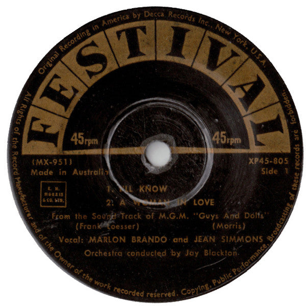 Marlon Brando / Jean Simmons (2) : Samuel Goldwyn's Guys And Dolls (7", EP)