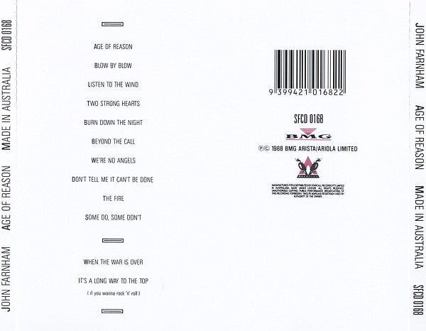 John Farnham : Age Of Reason (CD, Album, RE)