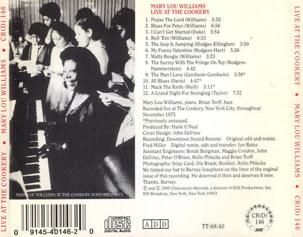 Mary Lou Williams : Live At The Cookery (CD, Album, RE, RM)